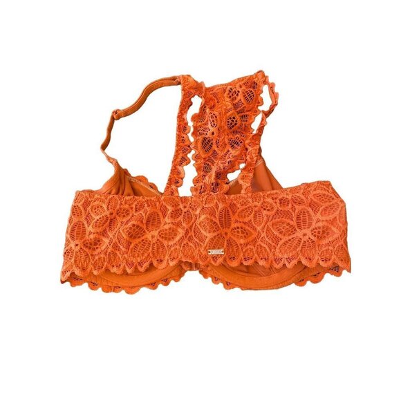 Pink Victoria's Secret Ornge Lace Front Hook Bra Size 32C - Picture 5 of 8